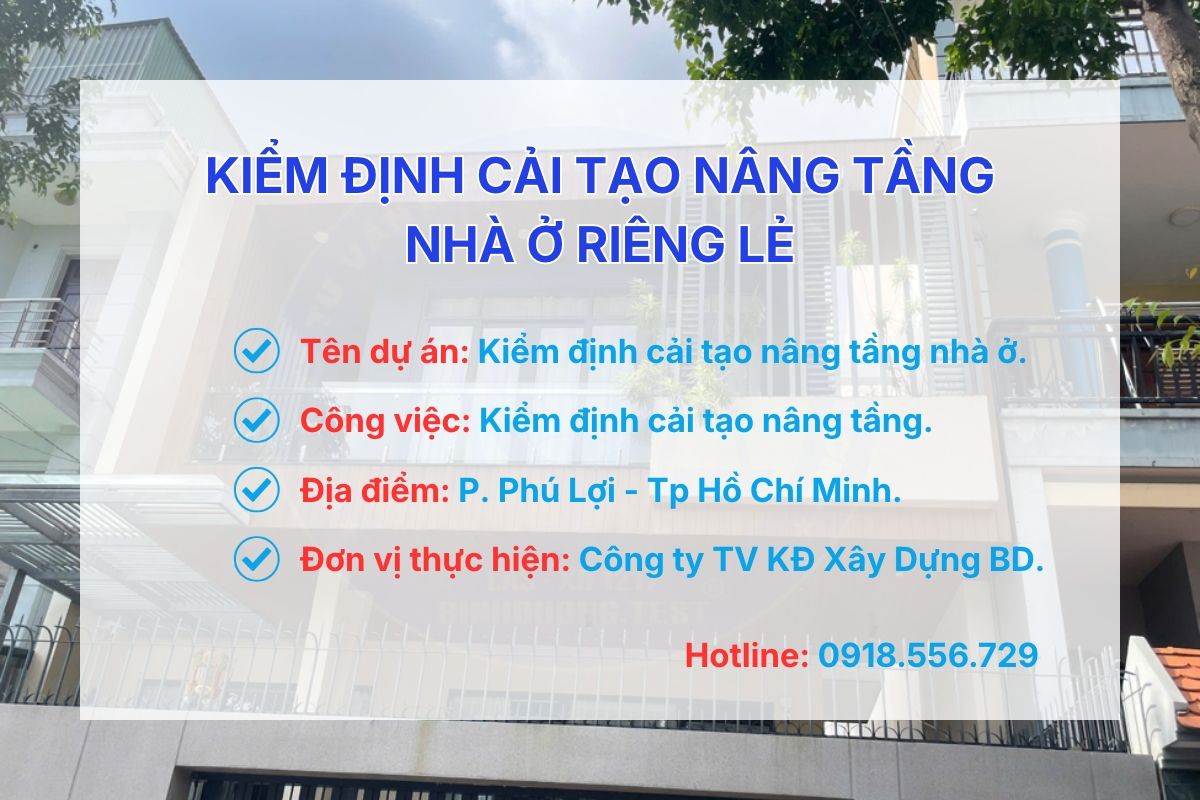 Kiểm định cải tạo nâng tầng nhà ở riêng lẻ của ông Phan Mạnh Thy và bà Liêu Thị Ngọc Thu